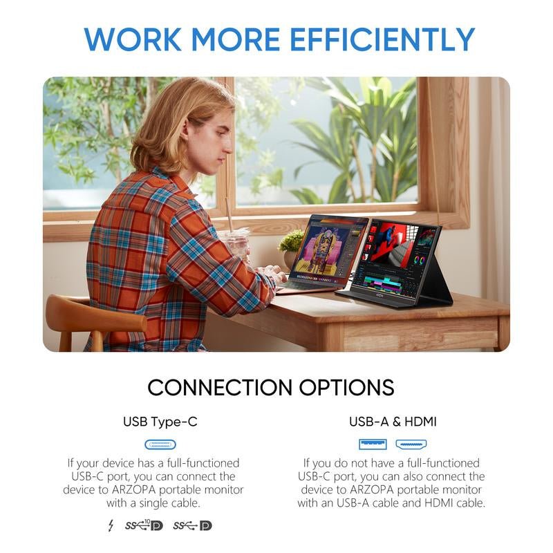 ARZOPA 15.6" FHD Portable Monitor – USB - C, HDMI, HDR - Techifty