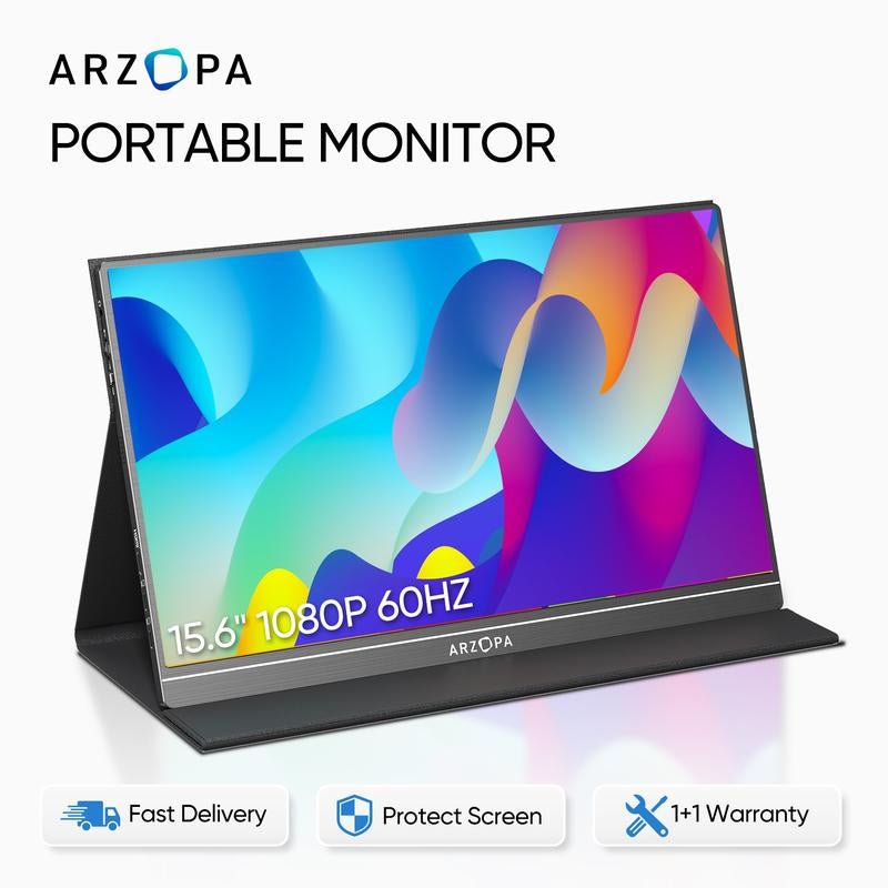 ARZOPA 15.6" FHD Portable Monitor – USB - C, HDMI, HDR - Techifty