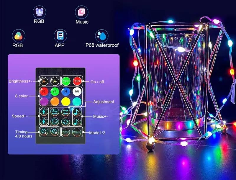 Smart USB Bluetooth Copper Wire String Lights – Music Sync & App - Controlled Decorative Lights - Techifty