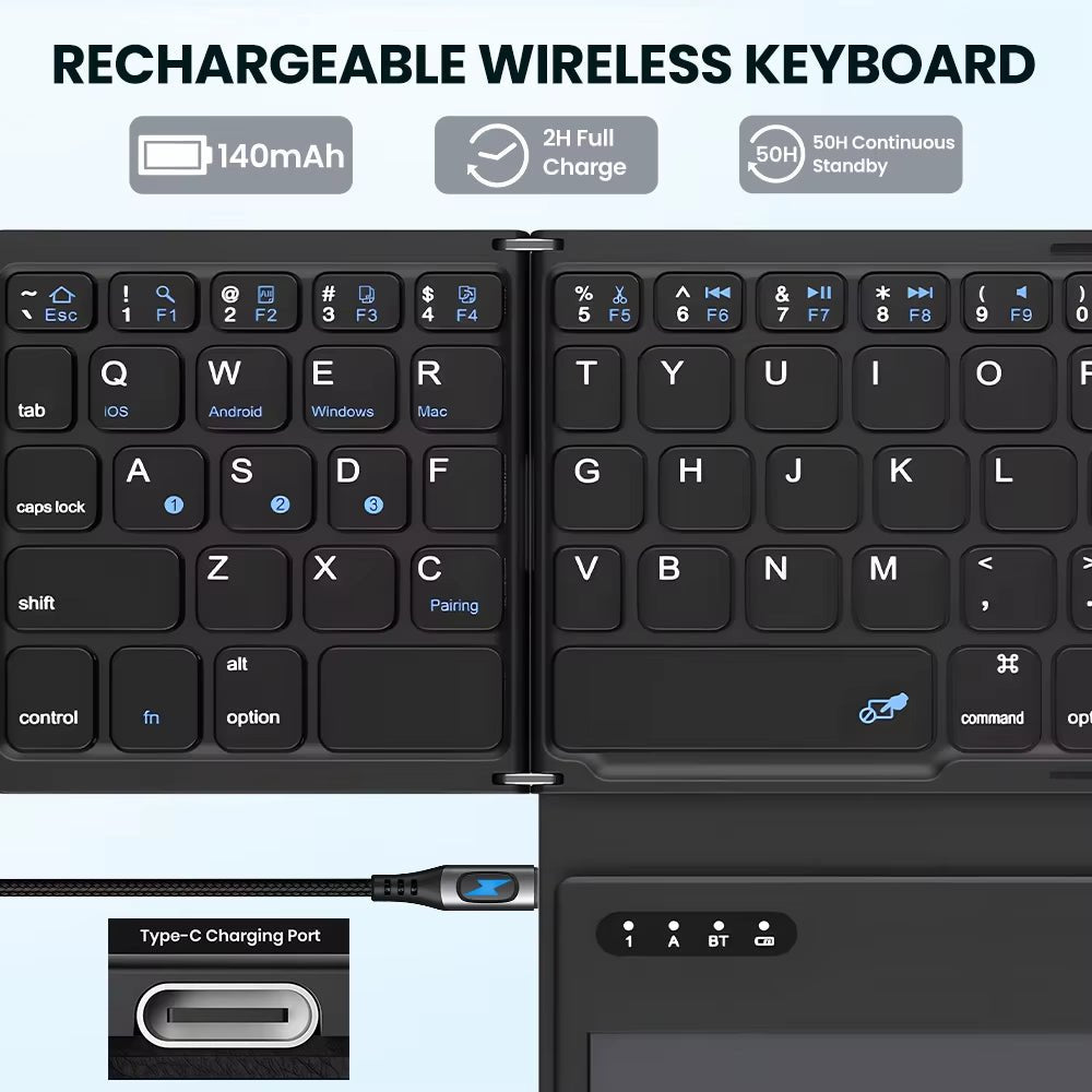 Techifty FoldMate™ Wireless Bluetooth Keyboard with Touchpad - Techifty