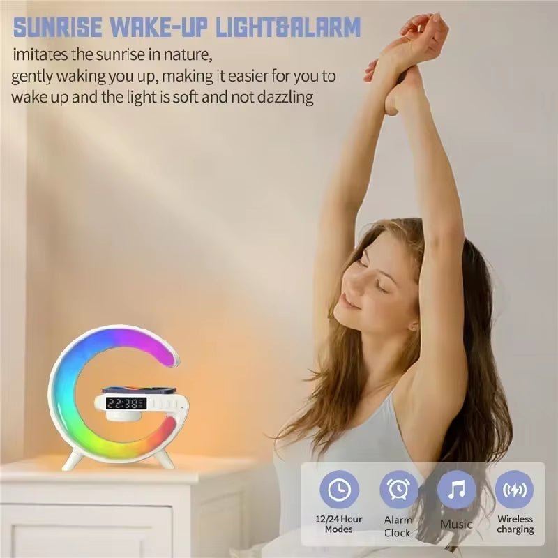 Techifty Multifunction Wireless Charger Stand™ – RGB Light, Alarm Clock & Speaker - Techifty